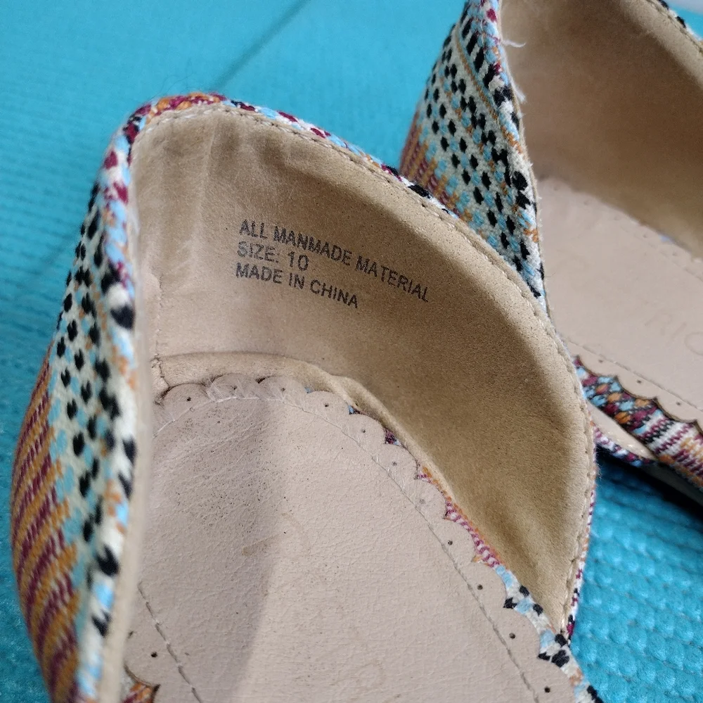 Restricted Flats Striped Fabric Pointed Toe Boho Flats - 10